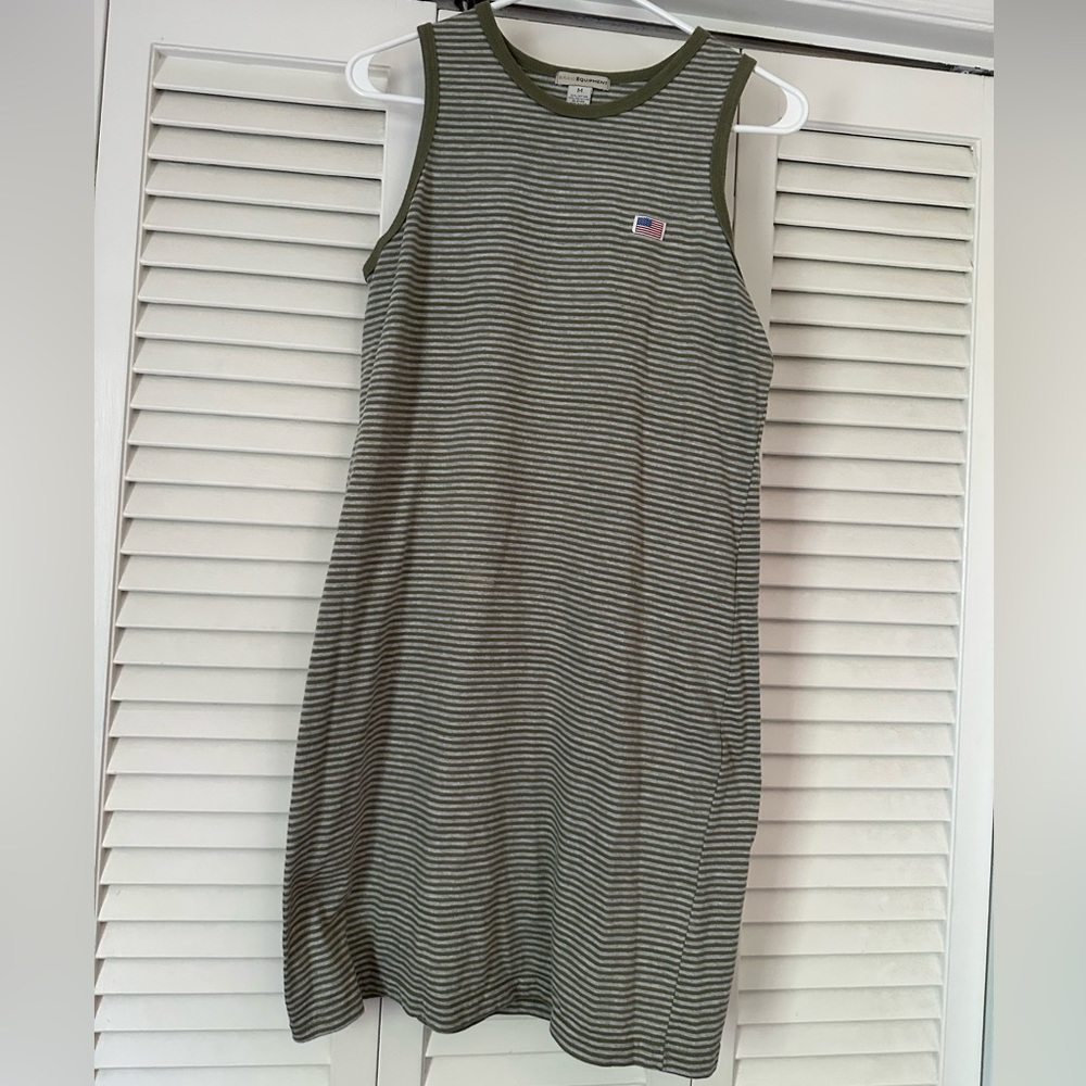 Basic Equipment sleeveless striped green and gray dress